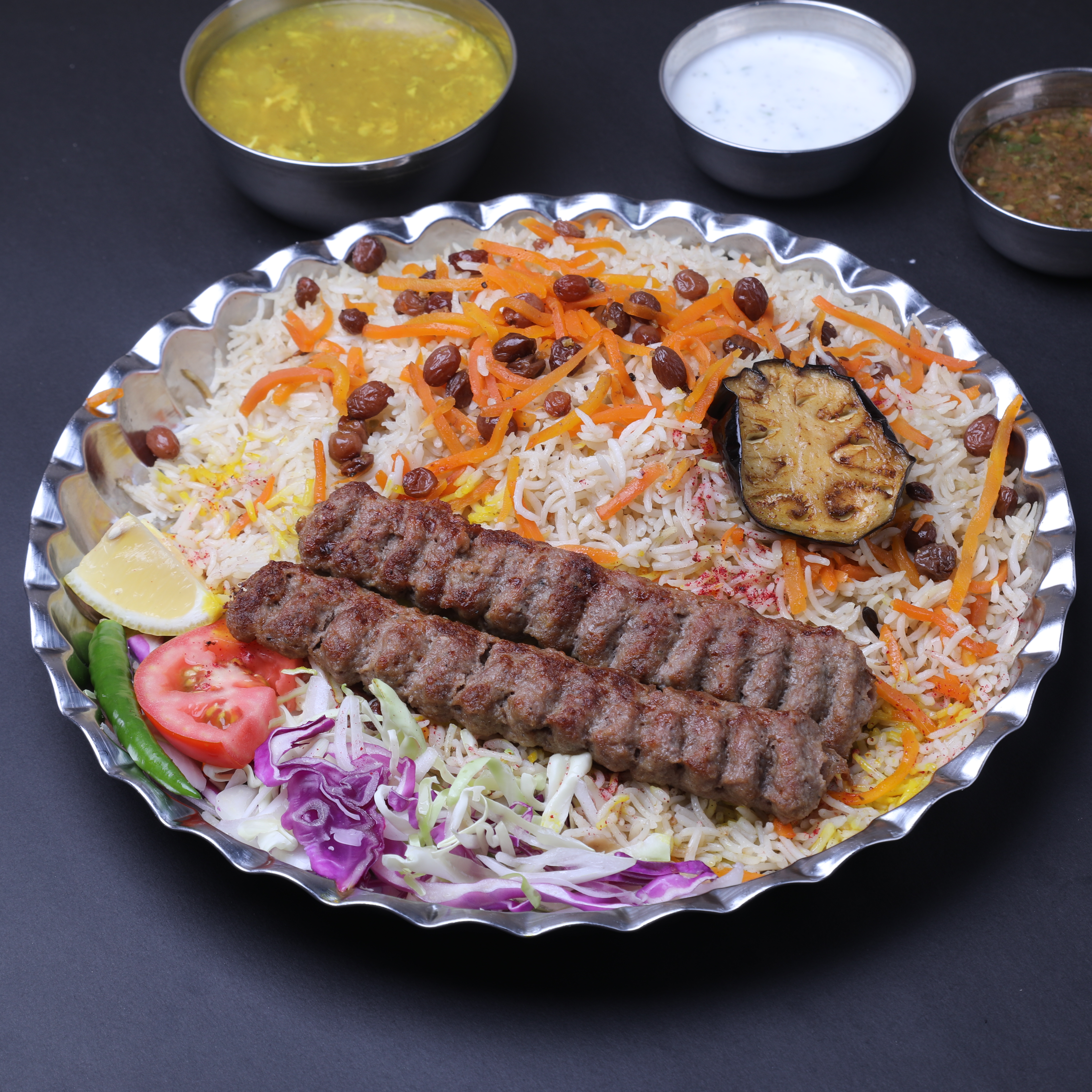 Shami Kabab Meat + Rice (2x Skewer)